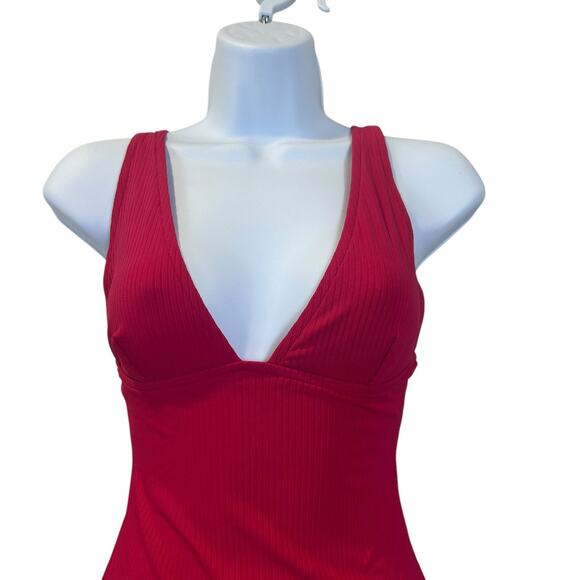 Zimmermann One-Piece Ribbed Deep V Swimsuit Red Women's 2-4 NWT - Picture 5 of 10